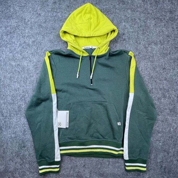 SVRN CODE Hoodie Mens Medium Pine Celery Colorblock Pace 14 Zip Streetwear - Picture 1 of 7